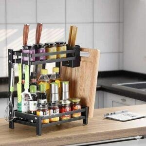 رف توابل معدني من طبقتين